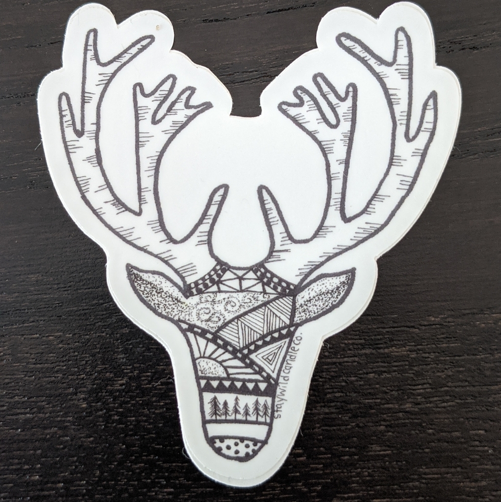 3" Deer Head sticker (hand drawn)